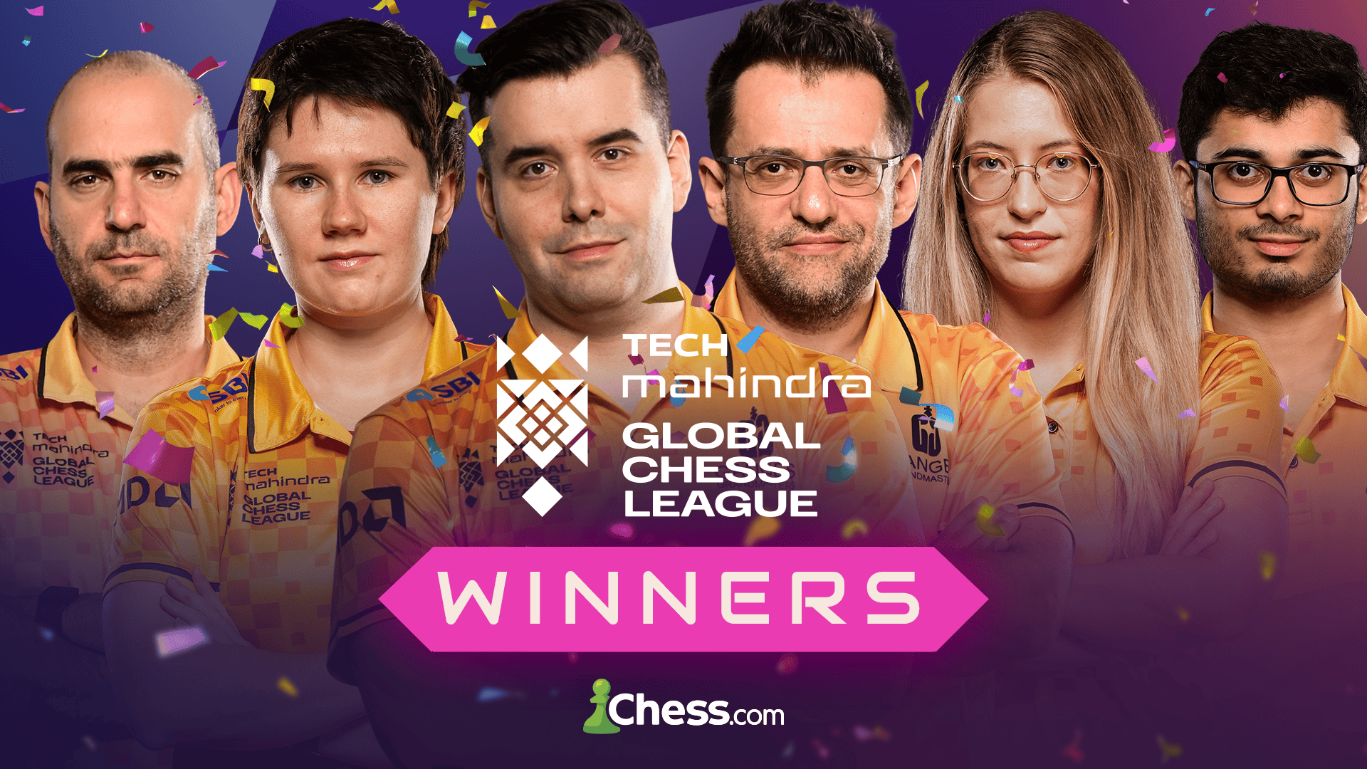 Ganges Grandmasters celebrate their victory at the Global Chess League