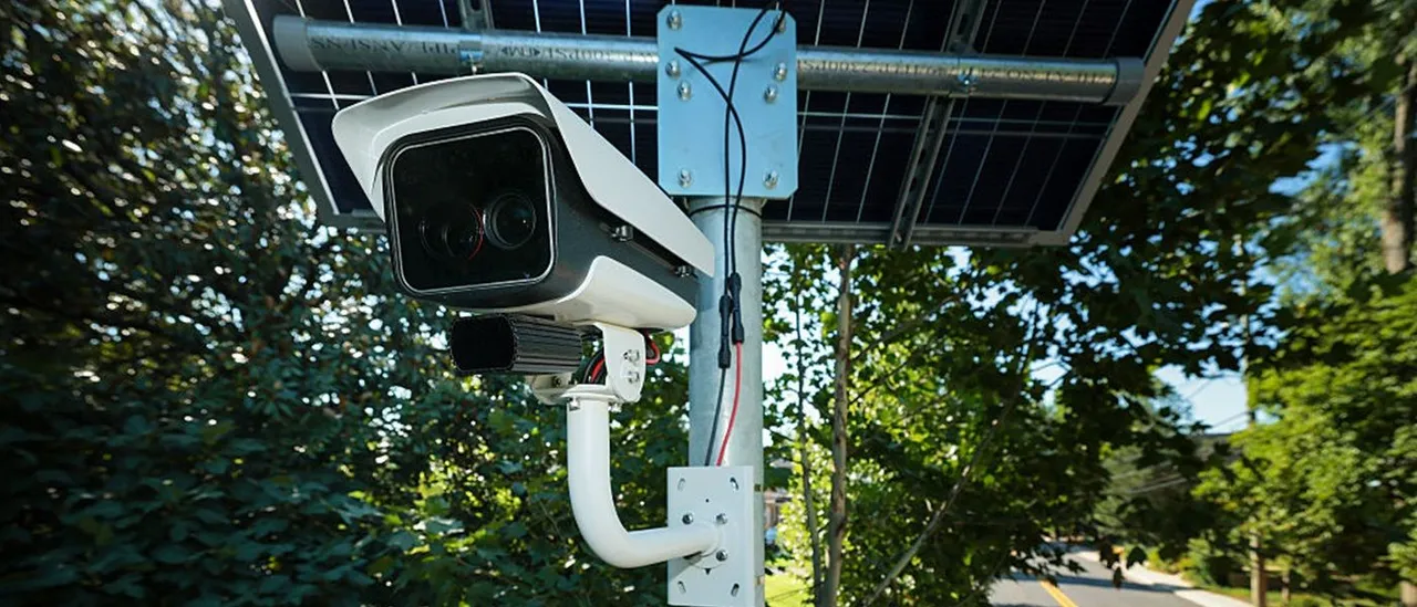 A Flock Safety camera mounted on a street pole
