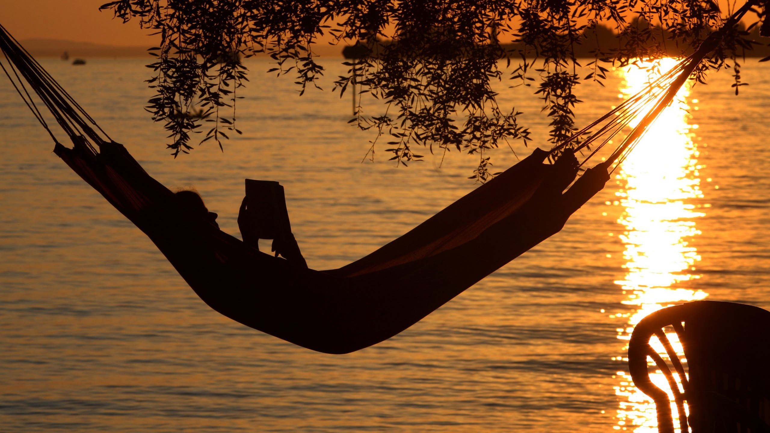 Image of a woman reading in a hammock