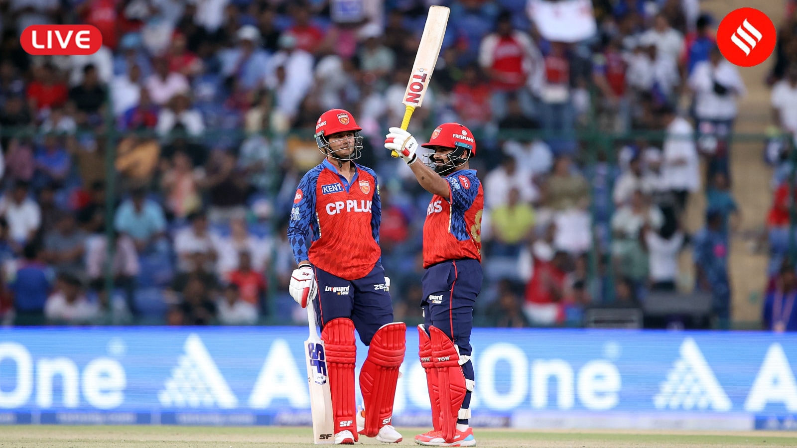 Punjab Kings' Priyansh Arya and Prabhsimran Singh celebrate their historic run chase against Delhi Capitals