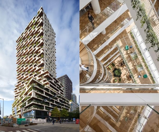 Sustainable buildings banner featuring green architecture designs at the forefront of the movement