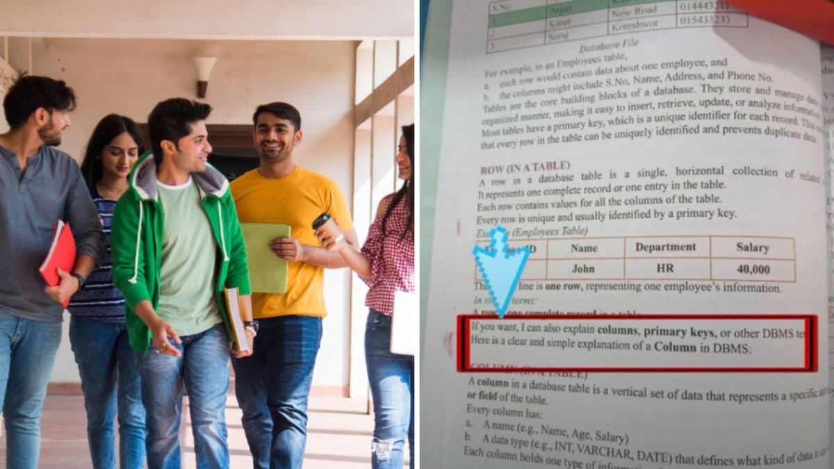 Photo of college textbook page containing unedited ChatGPT-style AI response that went viral online