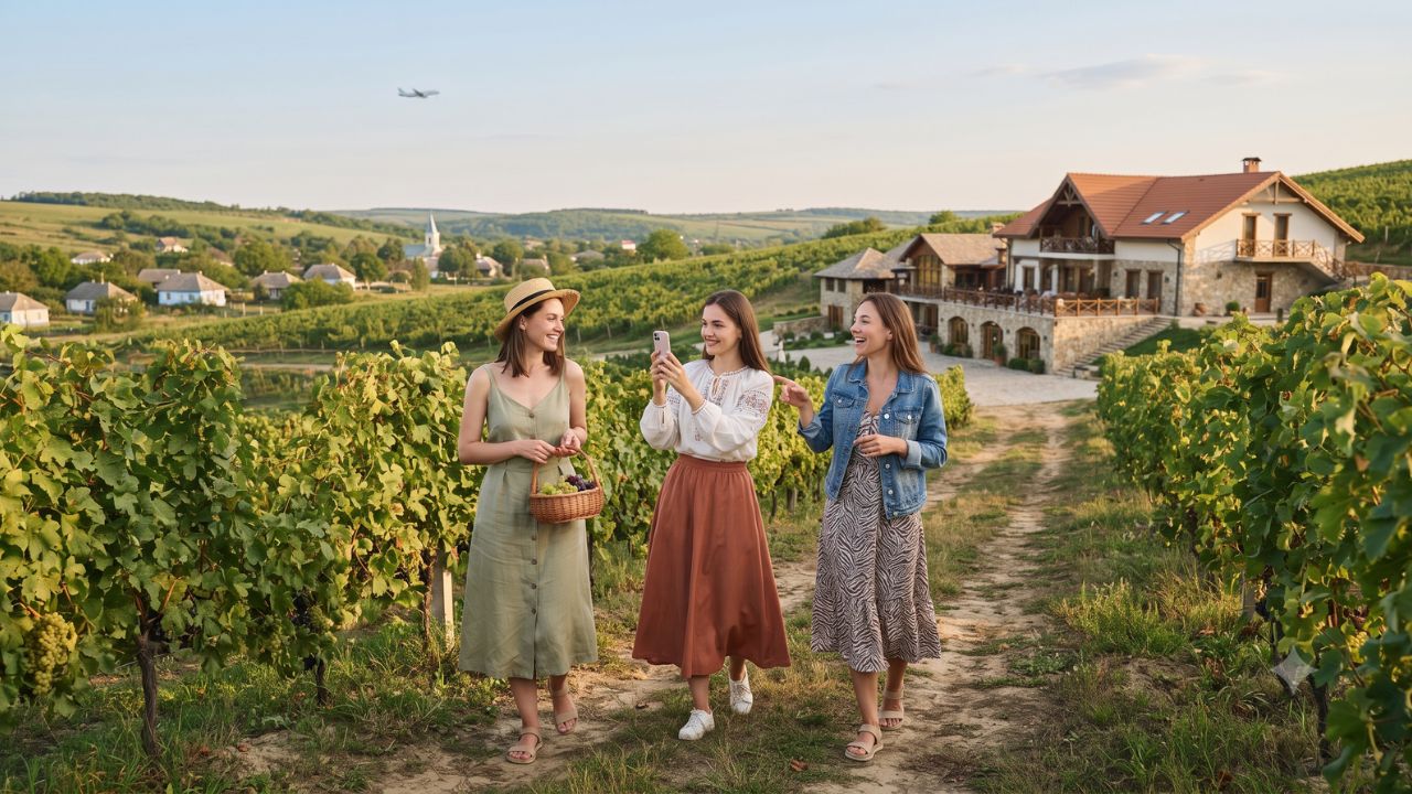 Moldovan wine cellar tourism scene