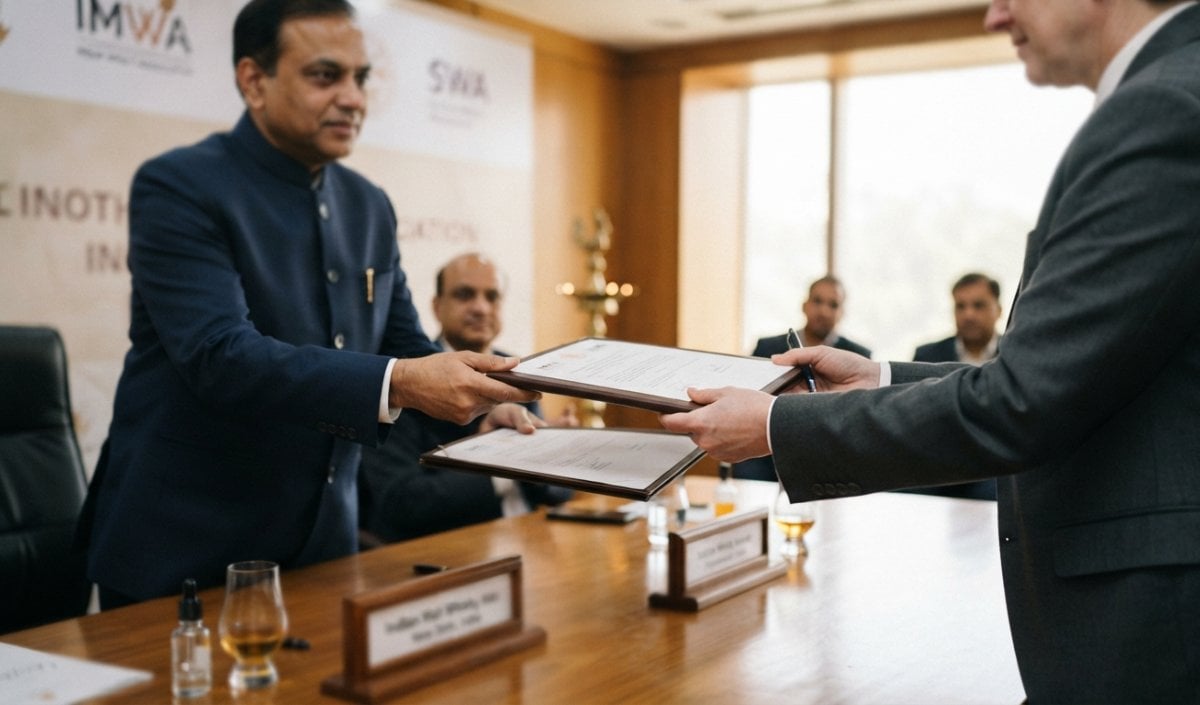 Image of Indian Malt Whisky Association and Scotch Whisky Association signing agreement