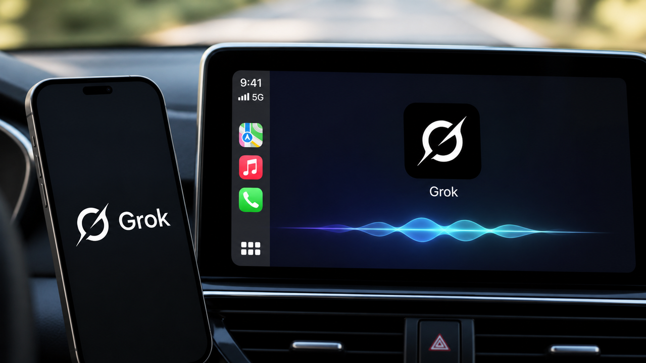Grok AI CarPlay voice feature teaser image