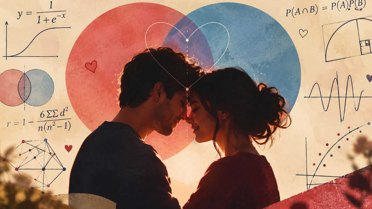 Illustration representing the mathematics of love and relationship patterns
