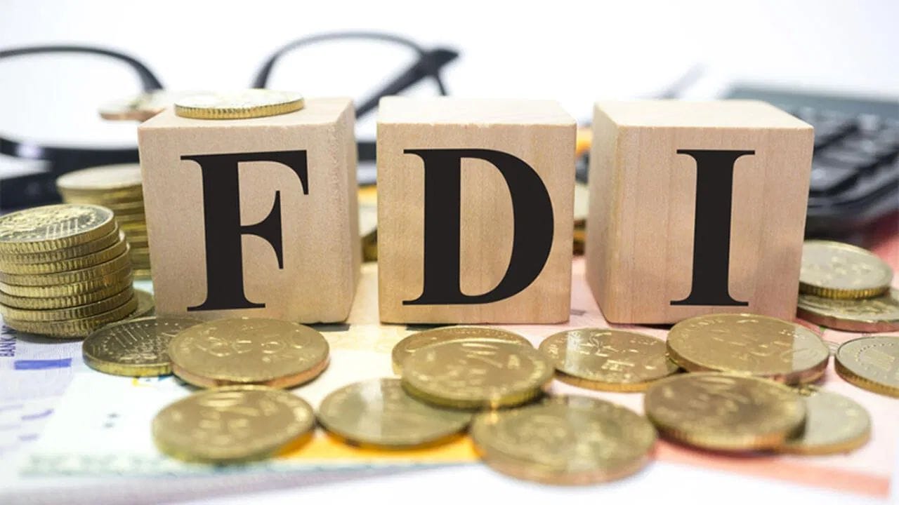 Coverage of India's Q1 FDI data showing the sharp drop in US investment