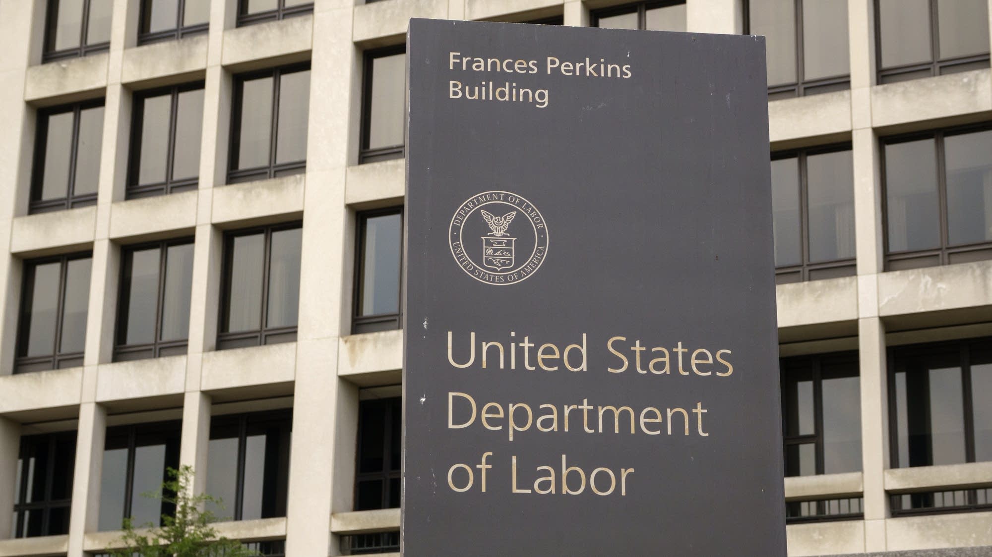 A sign for the U.S. Department of Labor in Washington D.C.