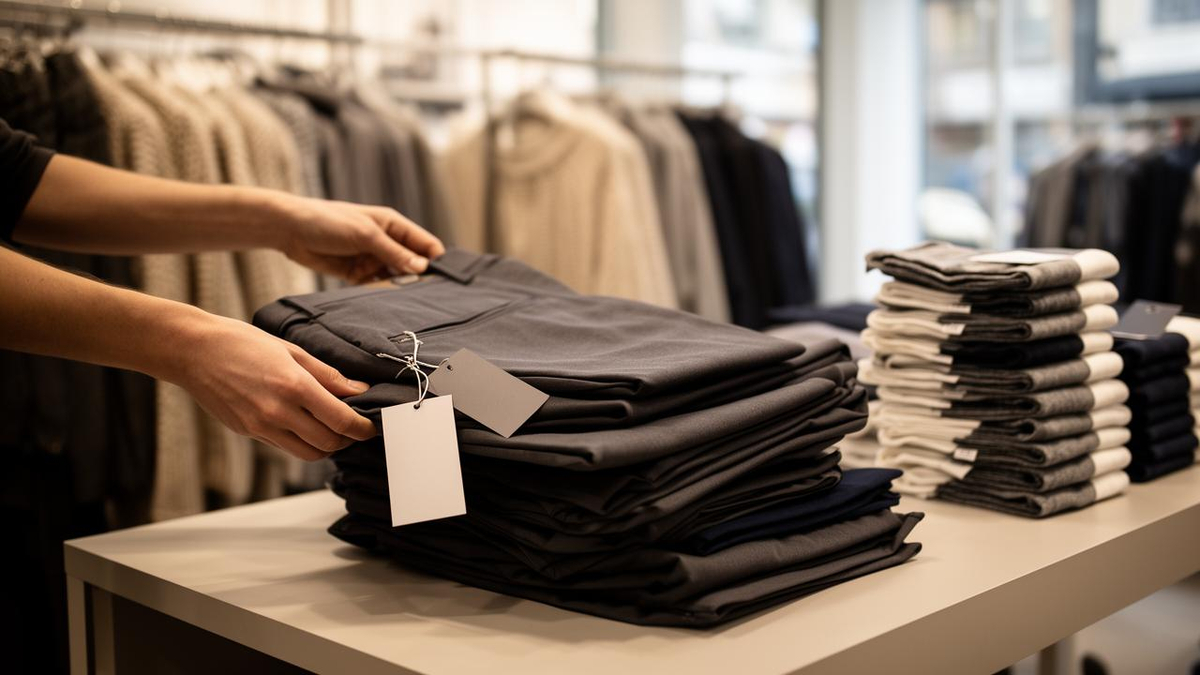Uniqlo clothing rack displaying fall/winter items