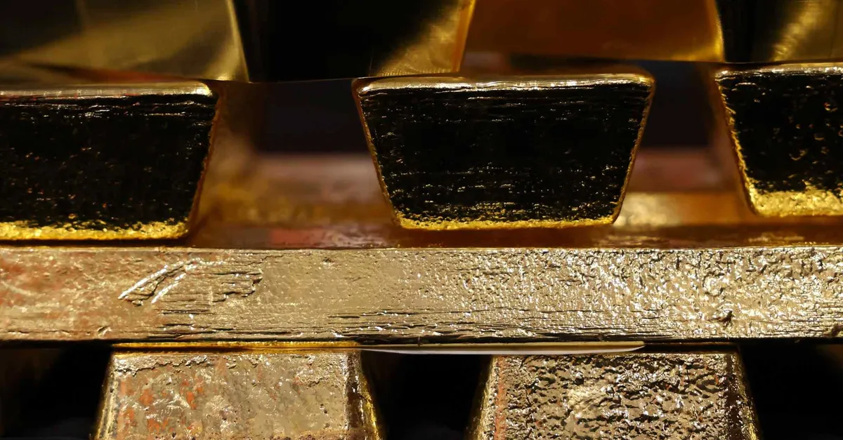 Gold bars in organized rows