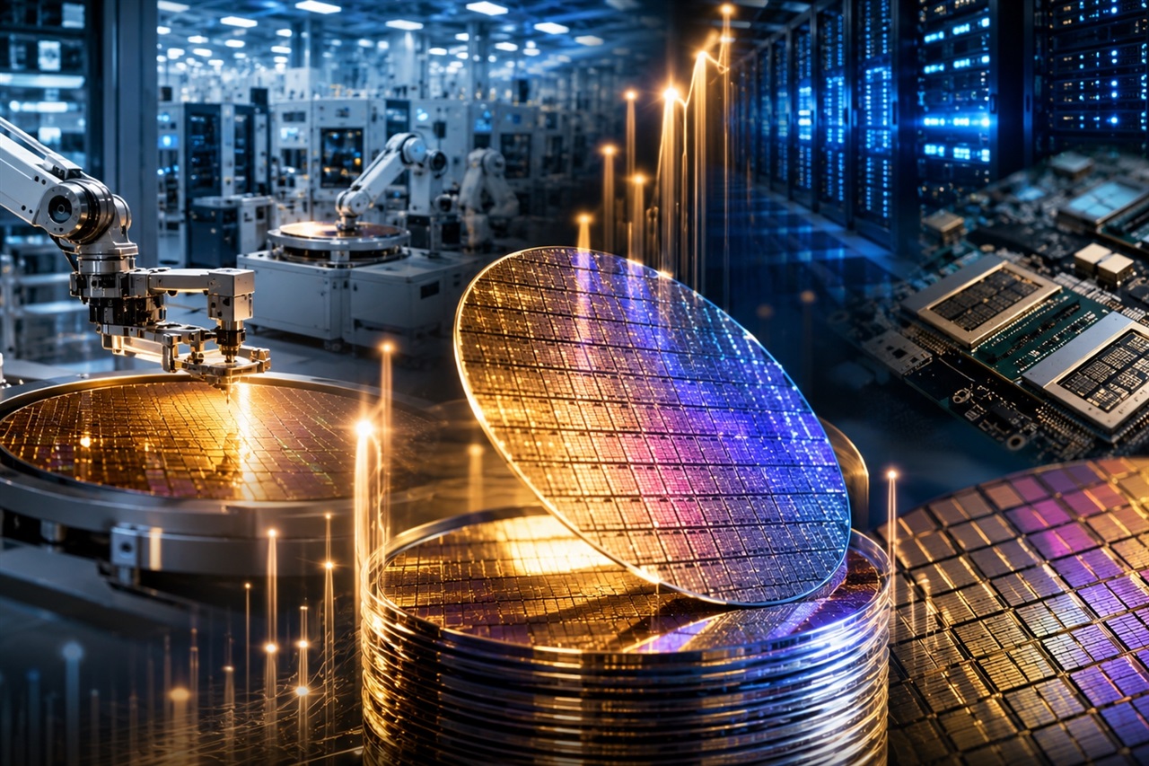 Chart showing rising foundry utilization rates and wafer prices