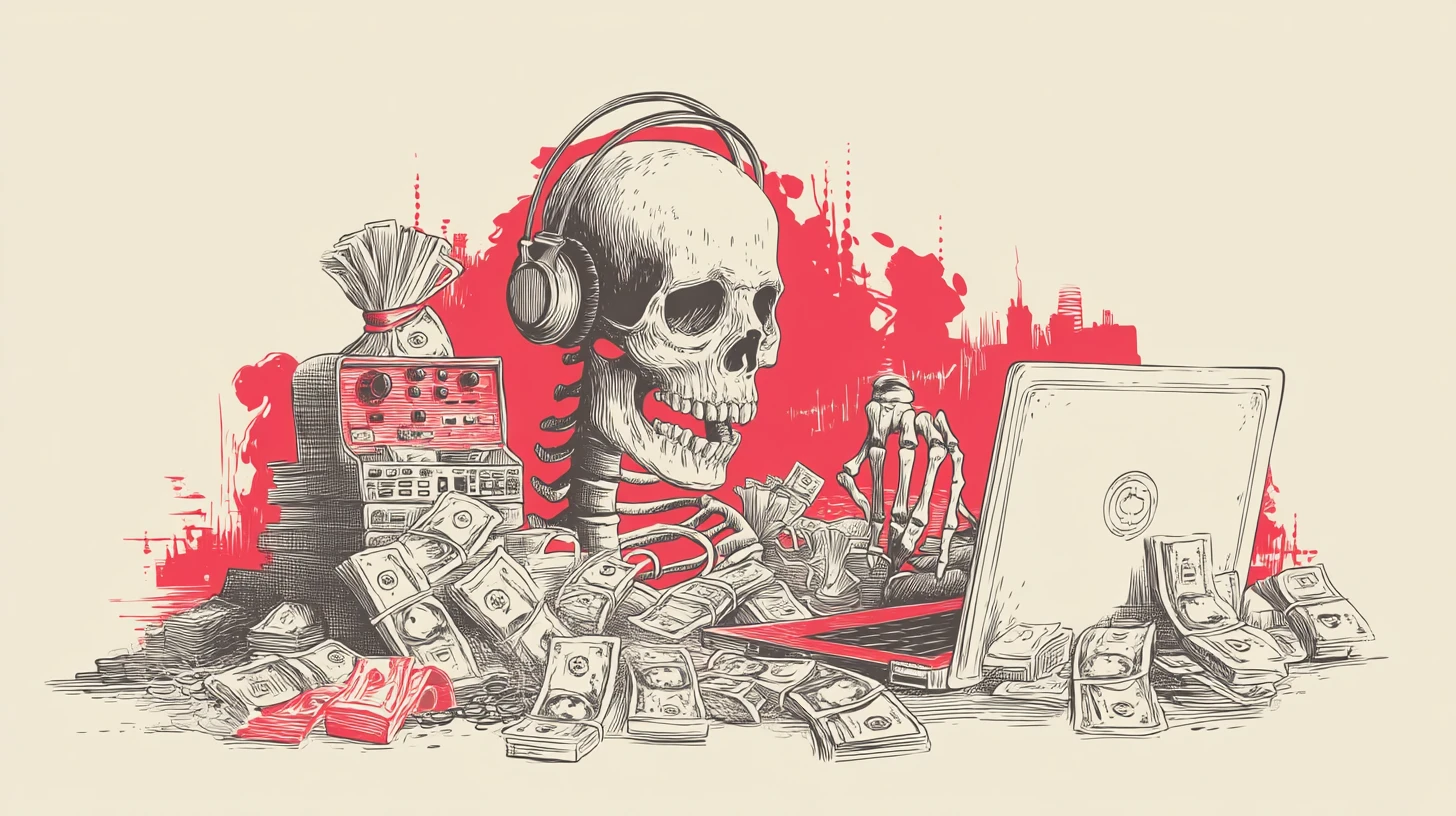 Cybercrime illustration representing the use of stolen AI keys