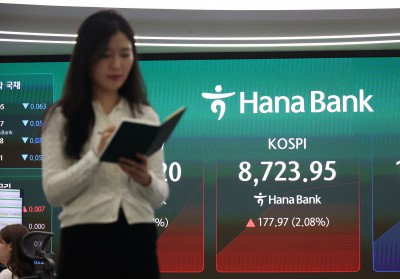KOSPI index rebounding after a sharp decline