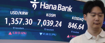 장중 하락세로 출발한 코스피 시황