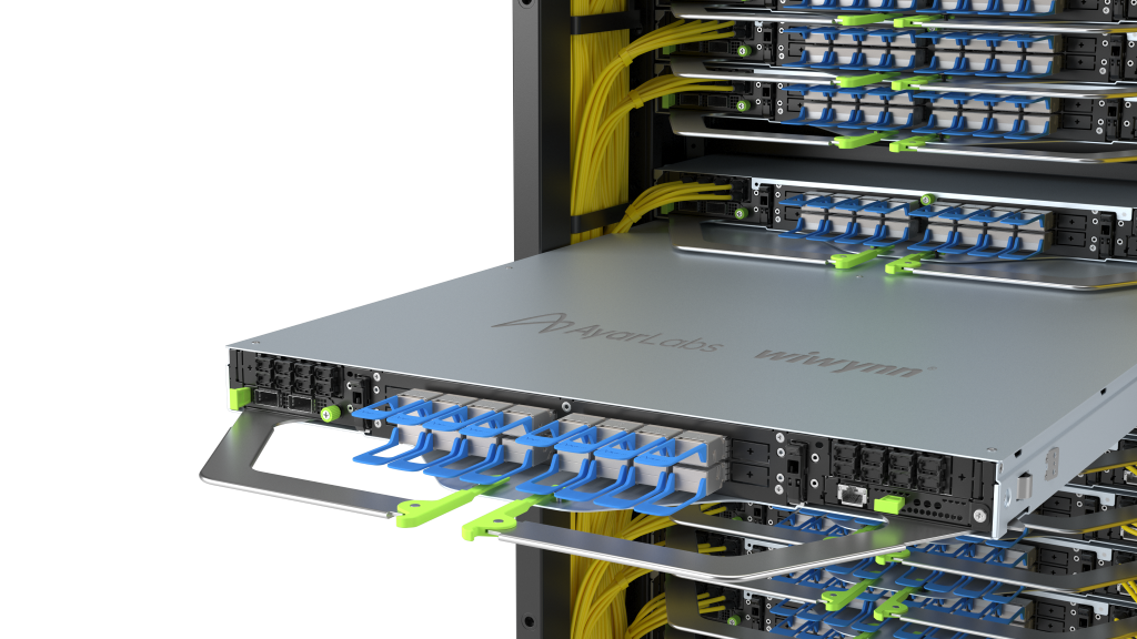 Wiwynn compute tray with Ayar Labs optical components