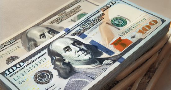 Egyptian pound banknotes in a currency exchange setting