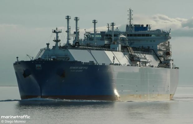 LNG carrier navigating Arctic waters