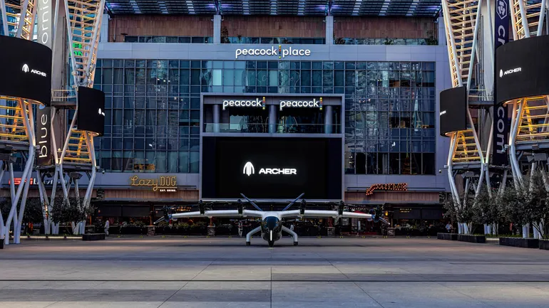 Rendering of Archer Aviation's planned vertiport at the downtown LA sports complex
