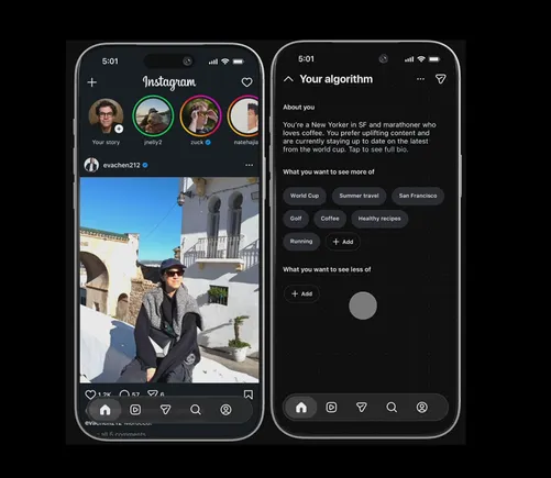 Screenshot of Instagram's Your Algorithm customization interface