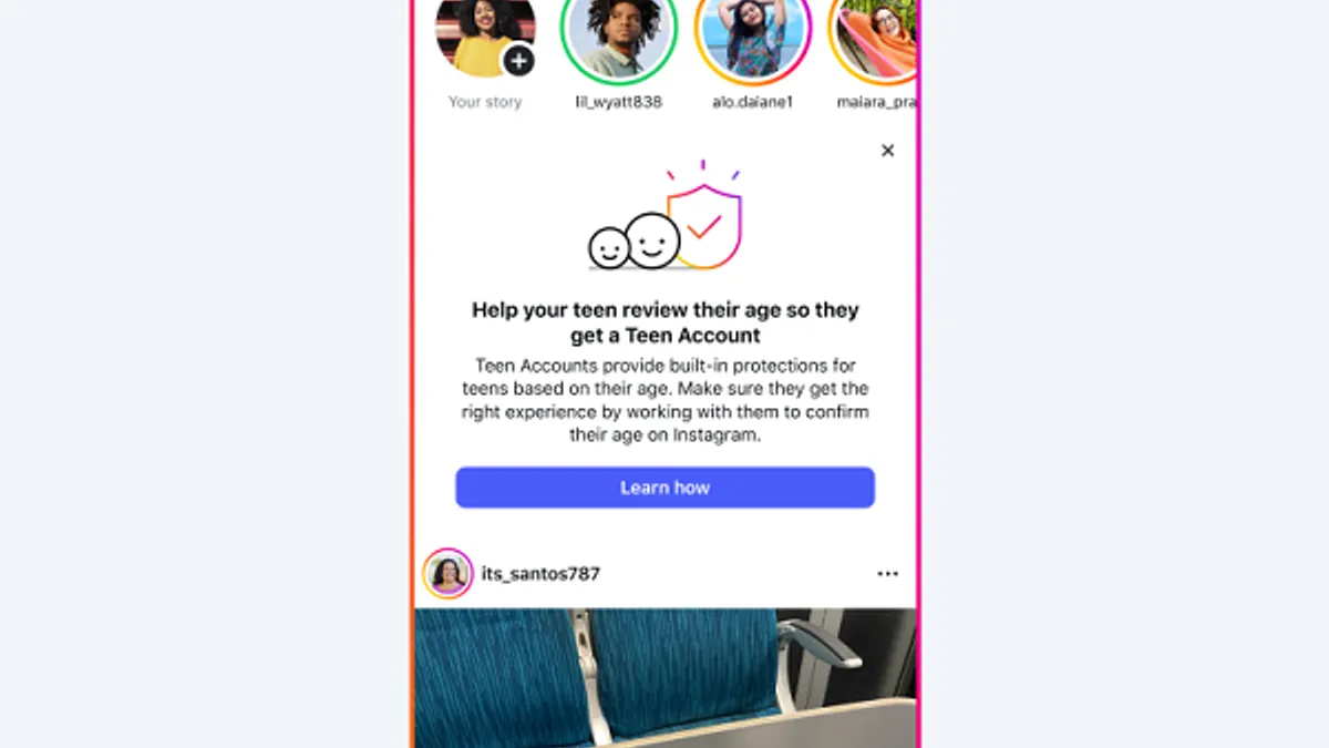 Meta's teen safety update showing AI-powered age assurance system interface
