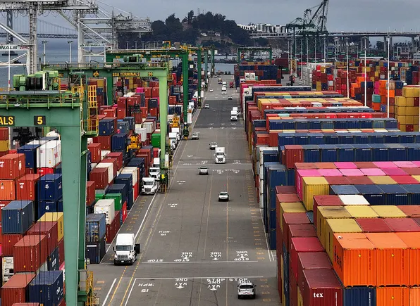 Container ship at port illustrating peak season congestion