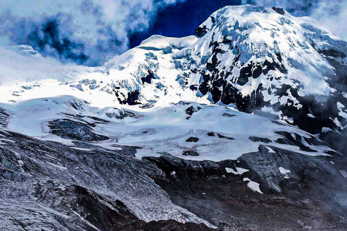 Glacier in Ecuador's Antisana reserve, one of the country's retreating ice masses