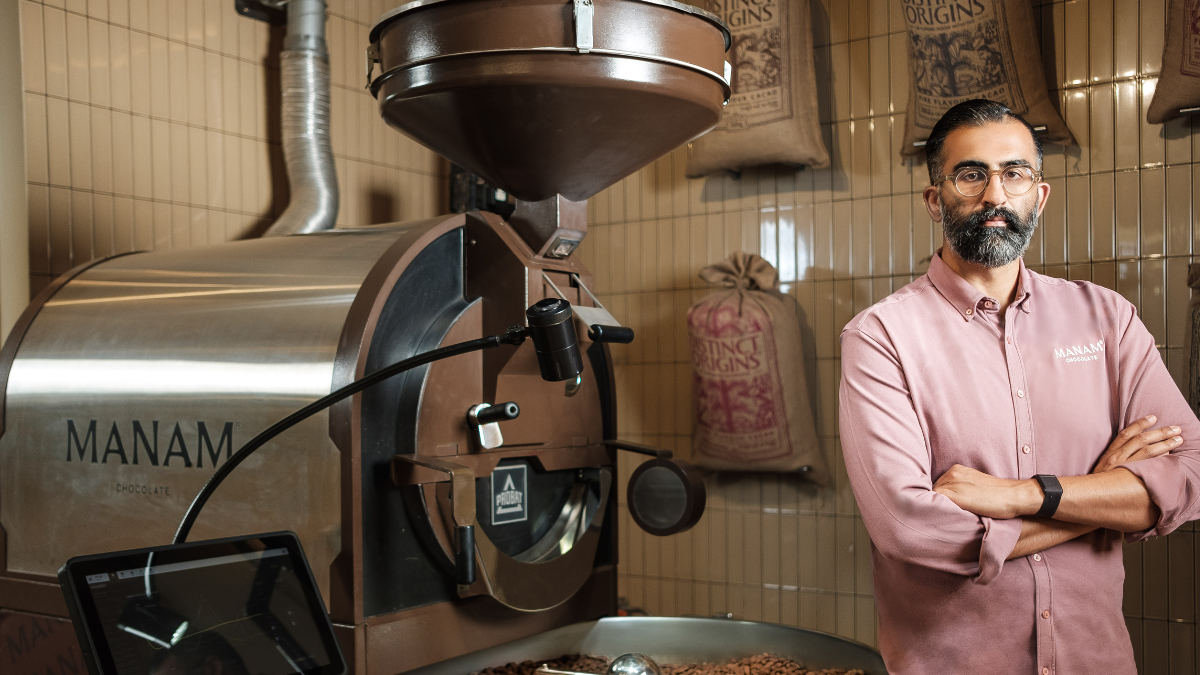 Manam Chocolate social media announcement for New Delhi flagship store launch