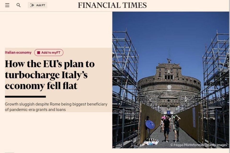 Grafico sulla spesa dei fondi di ripresa europei in Italia