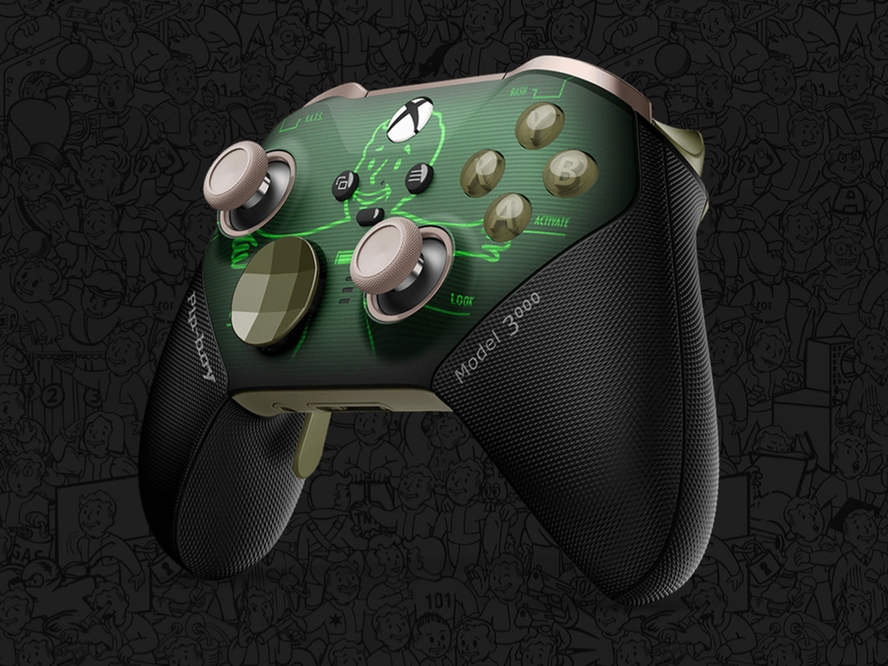 Xbox controller and Fallout Pip-Boy illustration from CNET Japan's patent report