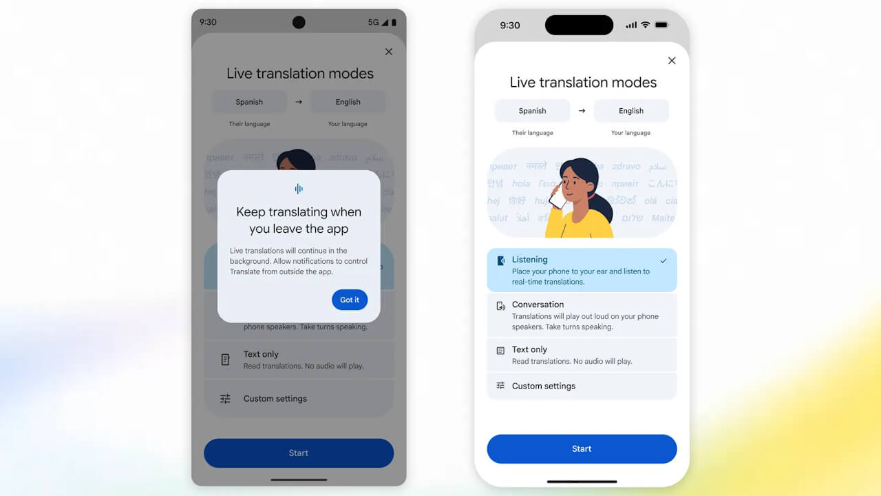 Google Translate Live Translate interface update