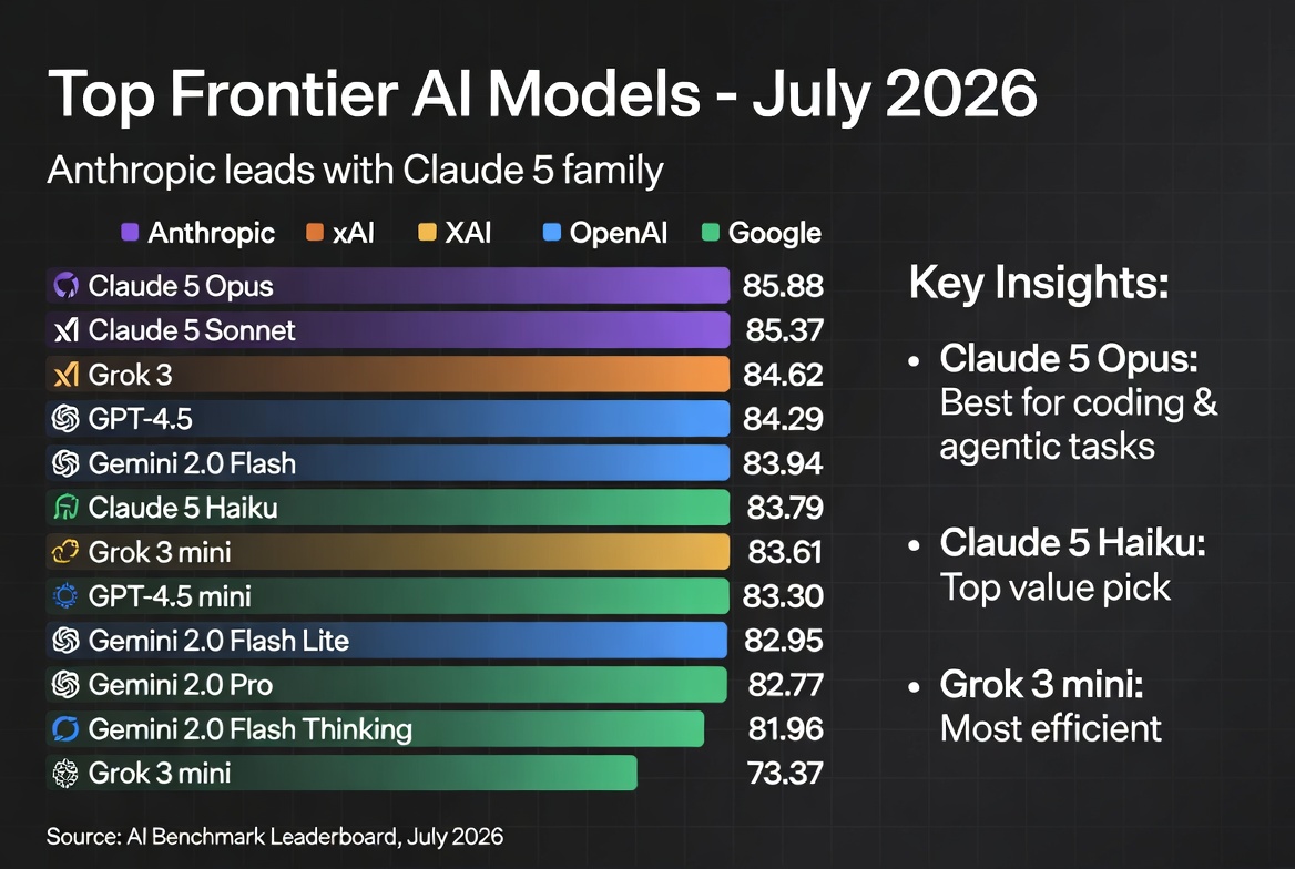 Frontier AI Model Ranking Comparison Chart