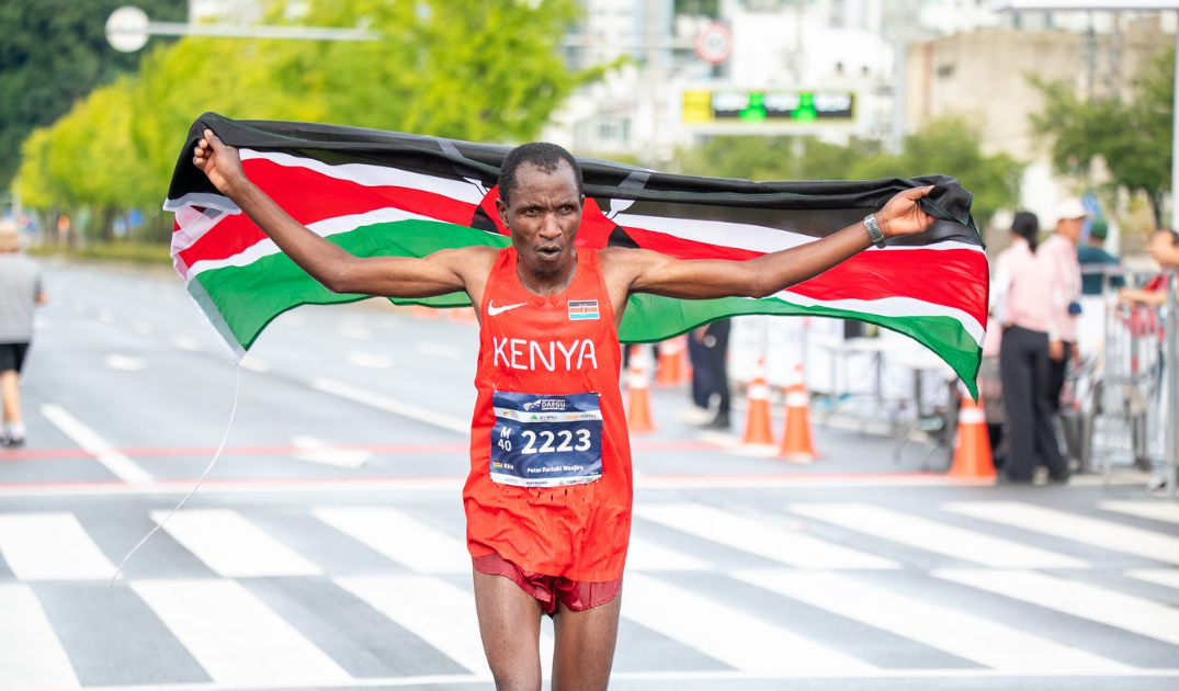 Peter Wanjiru competing at the World Masters Athletics Championships