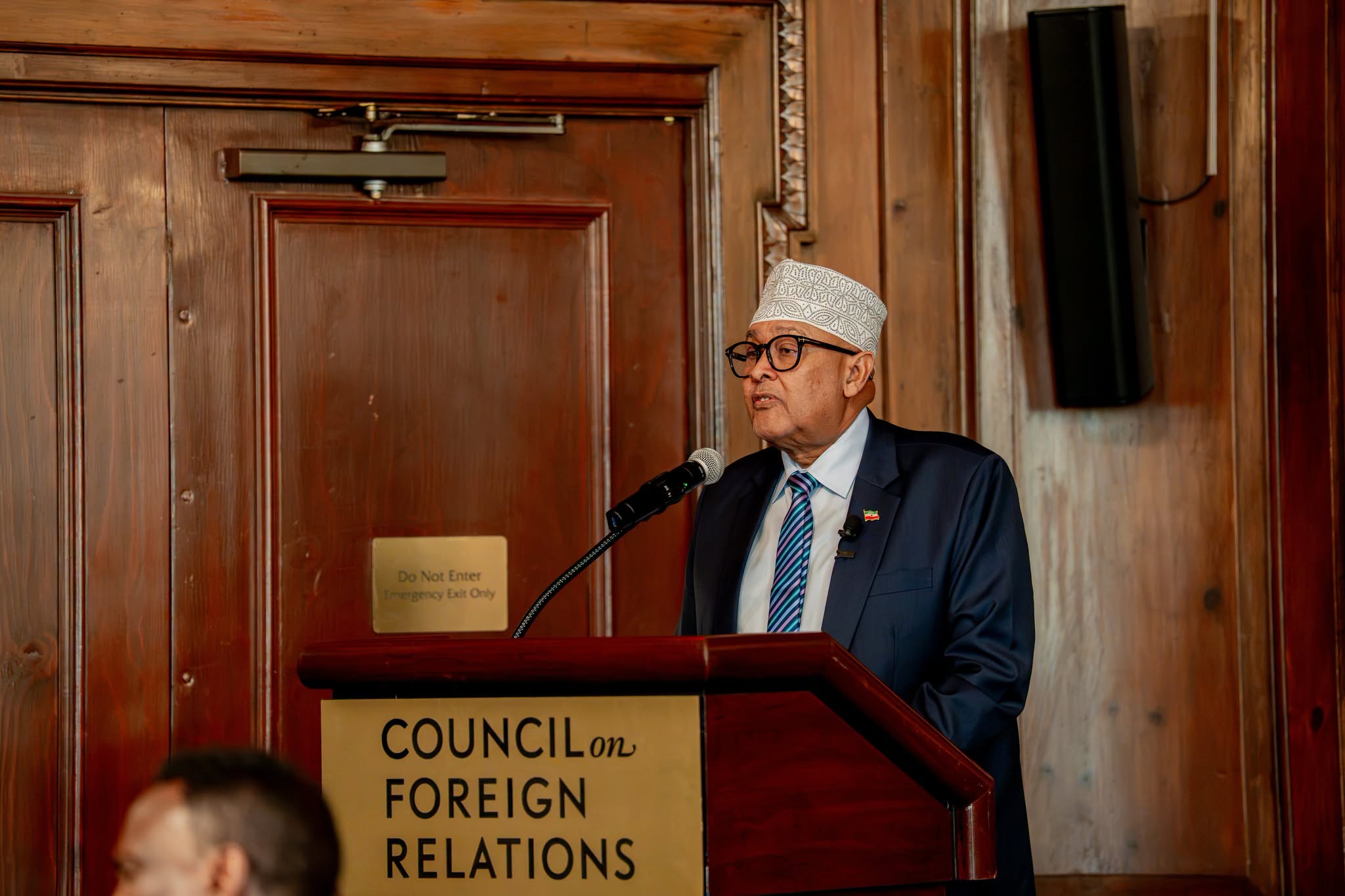 Somaliland President Abdirahman Cirro speaking at the Council on Foreign Relations in New York