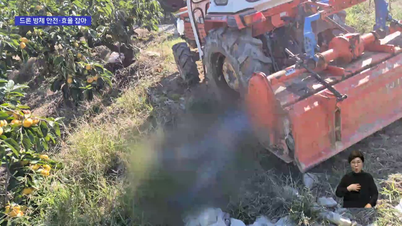 Image of young farmers using drone spraying