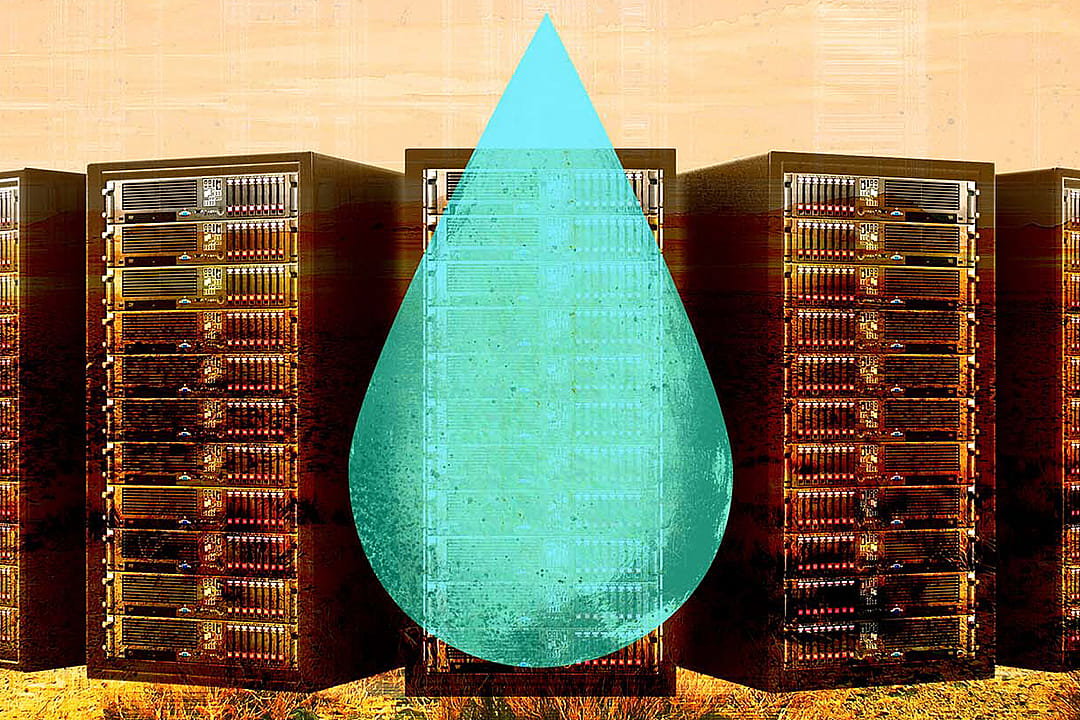 Protest signs against AI water use