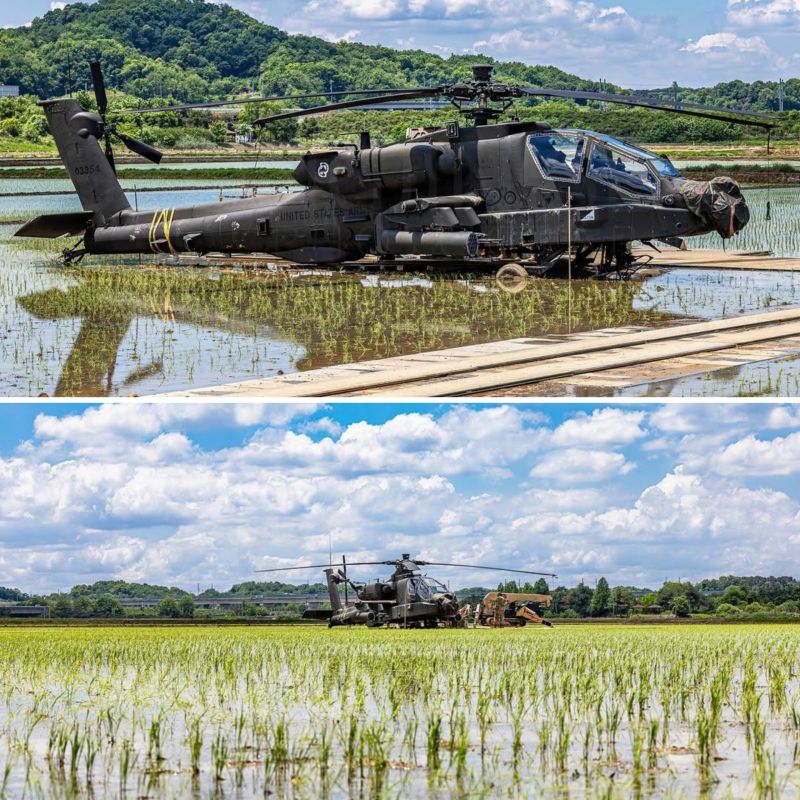 Image of Apache helicopter emergency landing