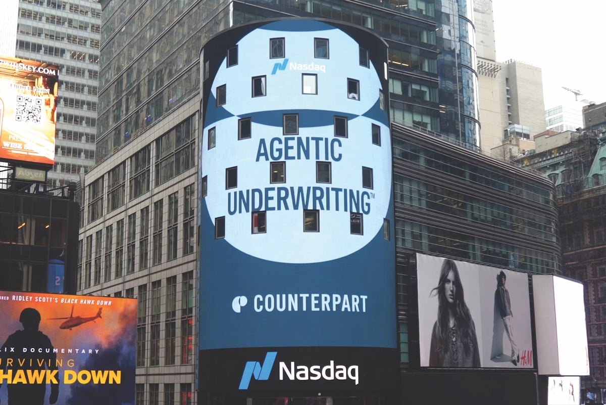 Counterpart InsurTech funding round announcement at NASDAQ