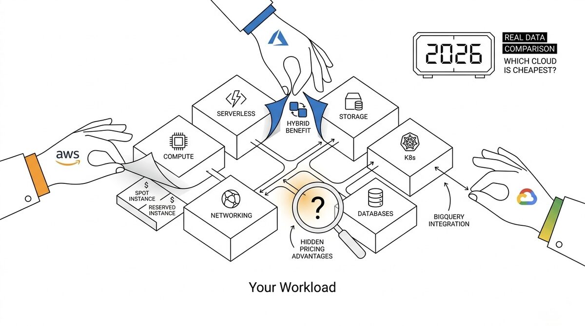 Cloud cost comparison matrix showing GCP pricing benefits