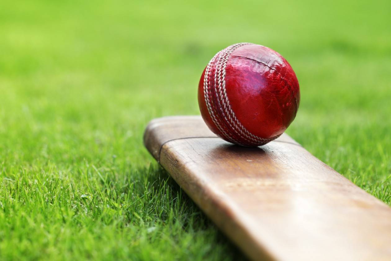 Cricket ball and bat illustration representing Nepal vs Oman match