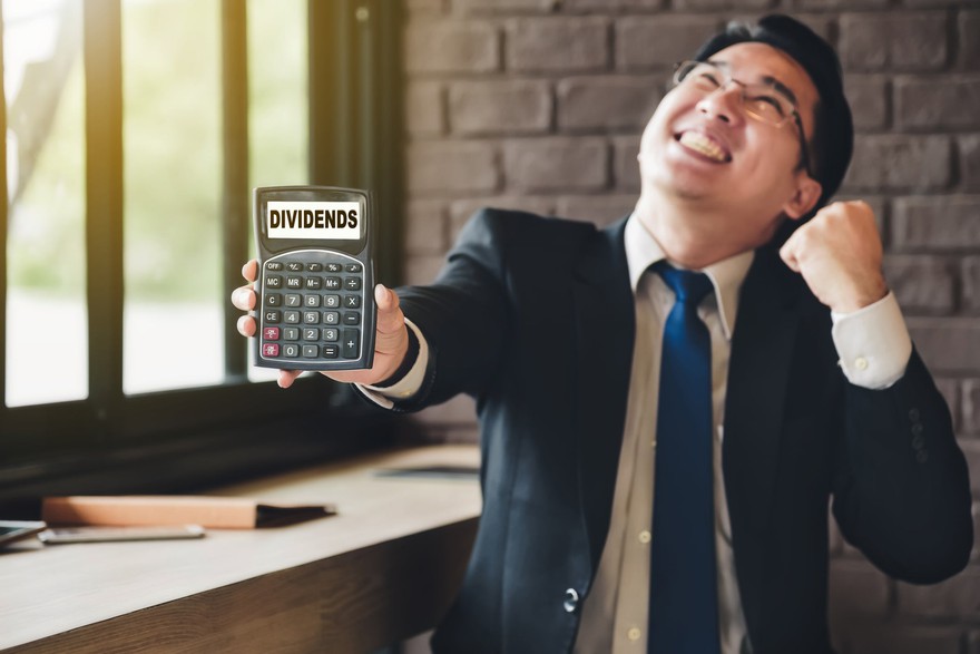 Investor reviewing dividend history and payment records