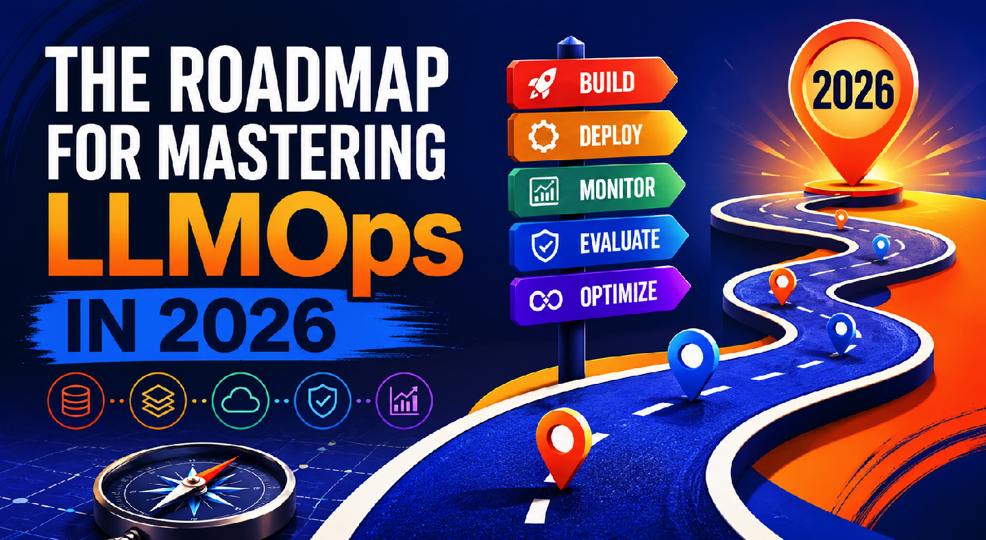 LLMOps Roadmap visualization — 6-phase structure for observability, evaluation, and cost control