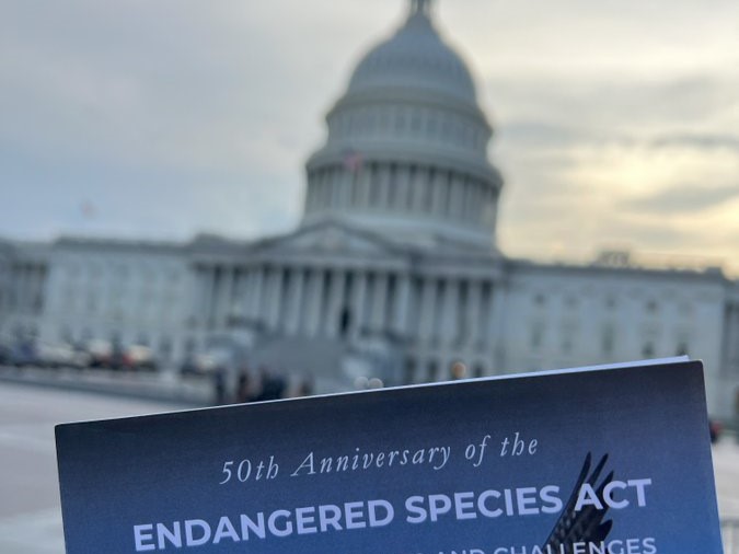 ESA 50th anniversary banner showing conservation advocacy imagery