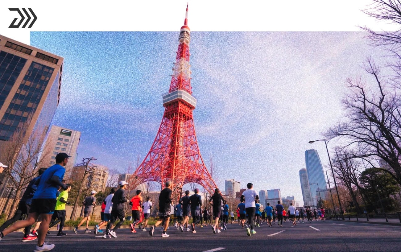 Tokyo Marathon course map and runner statistics