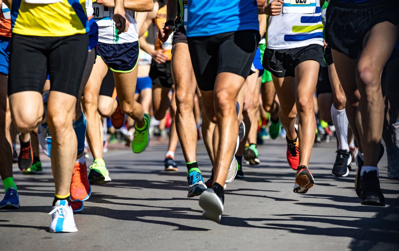 New York City Marathon runners on the Verrazzano-Narrows Bridge