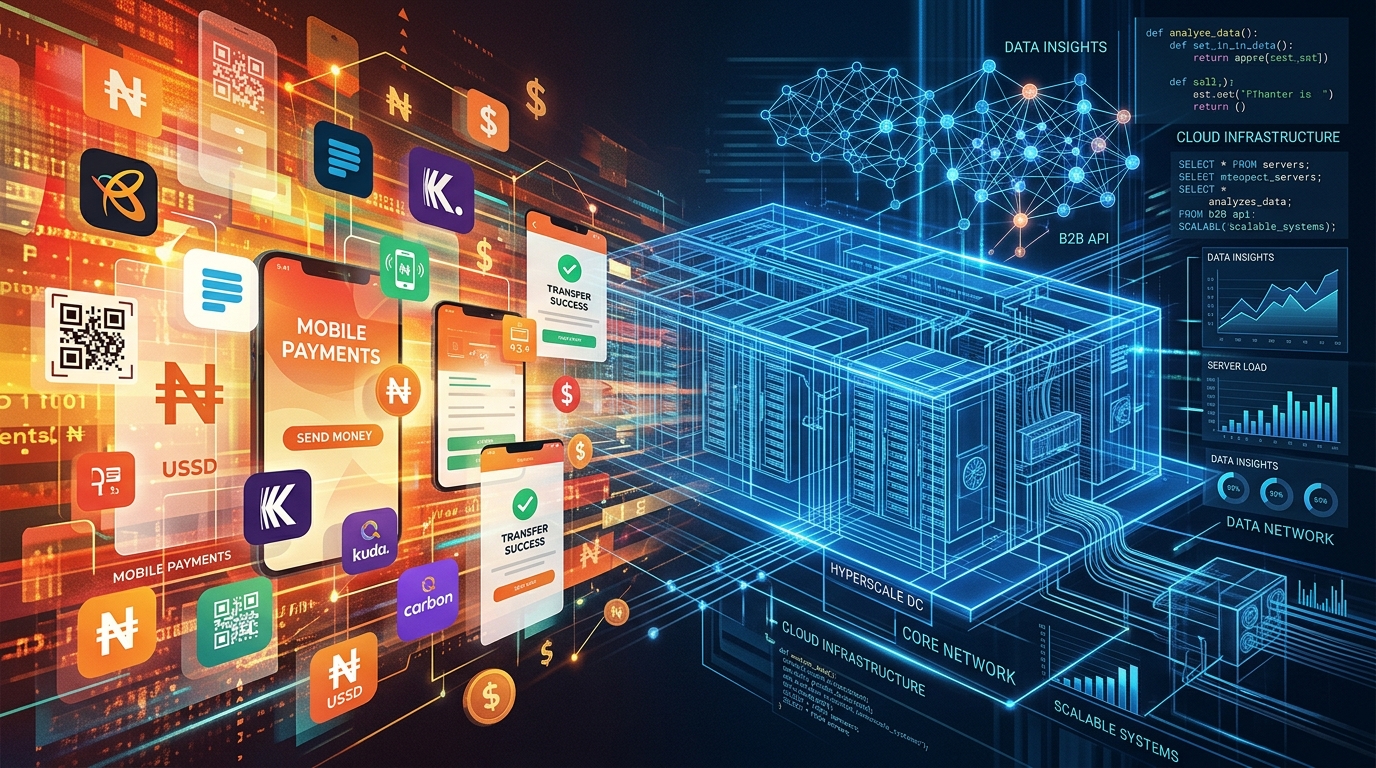 Illustration of Nigeria's technology evolution from fintech to enterprise software