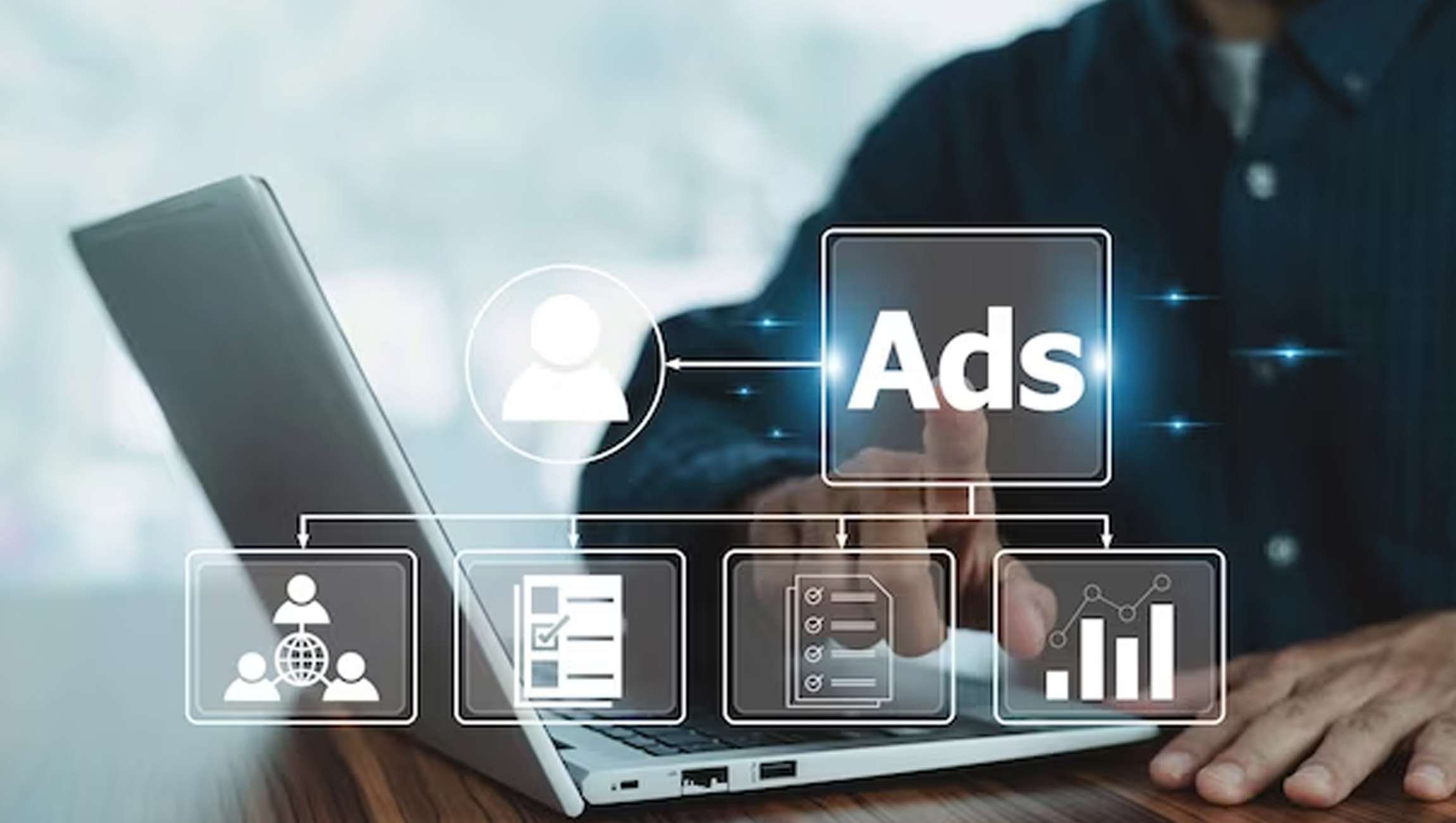 Advertisement display imagery illustrating changes in digital advertising costs
