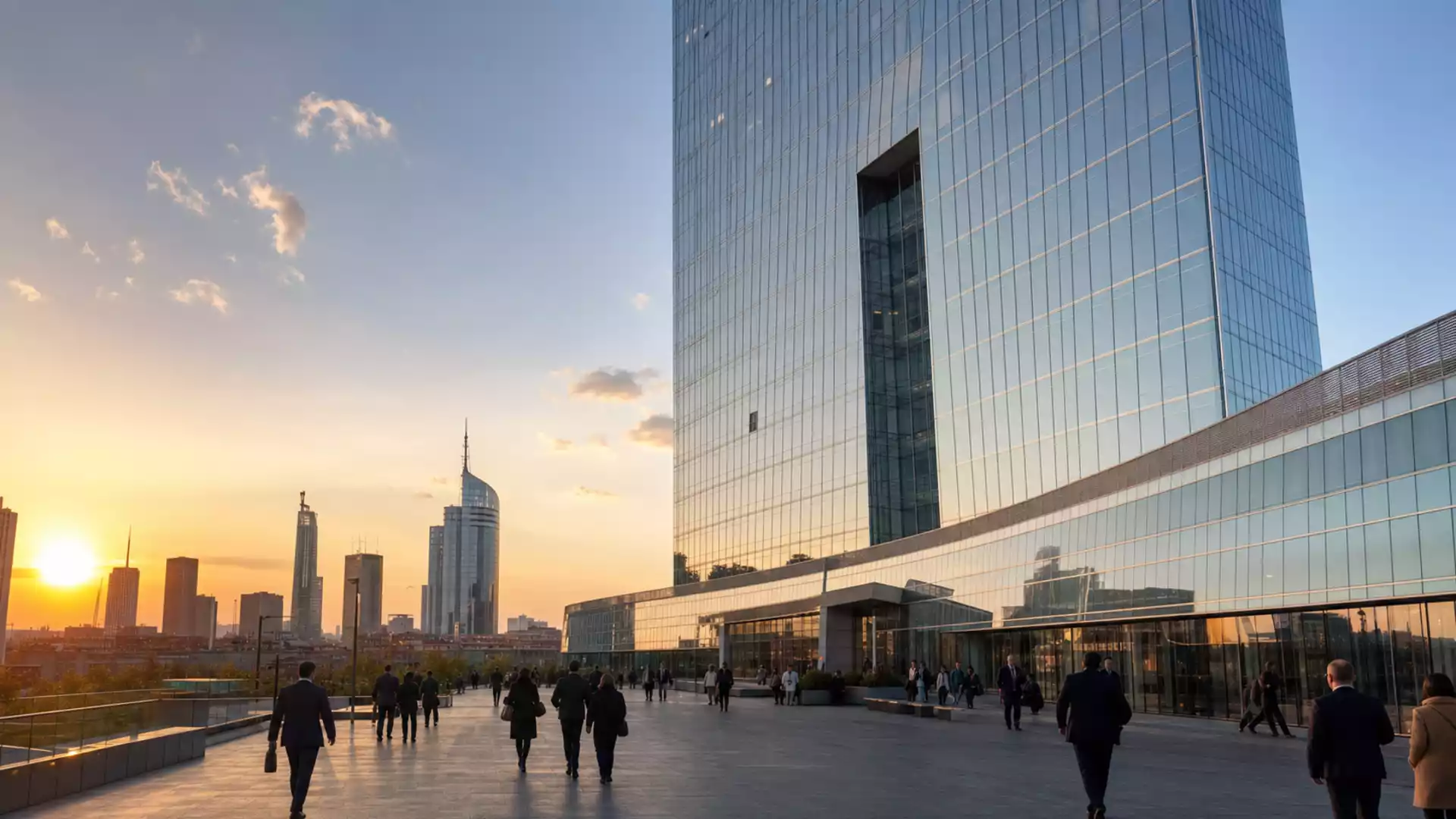 UniCredit and Commerzbank logos displayed on a financial news screen
