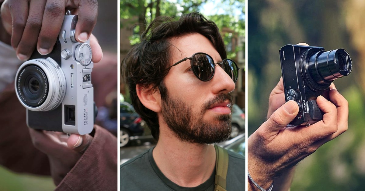 Point-and-shoot cameras from multiple brands laid out for comparison