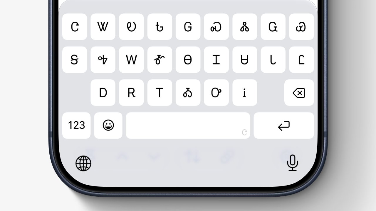 Apple iPhone keyboard showing an indigenous language