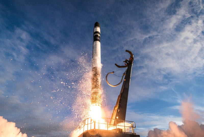 Rocket Lab Electron launch vehicle on the pad